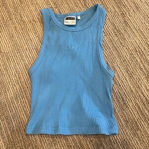 LSKD Women's Blue Ribbed Crop Top